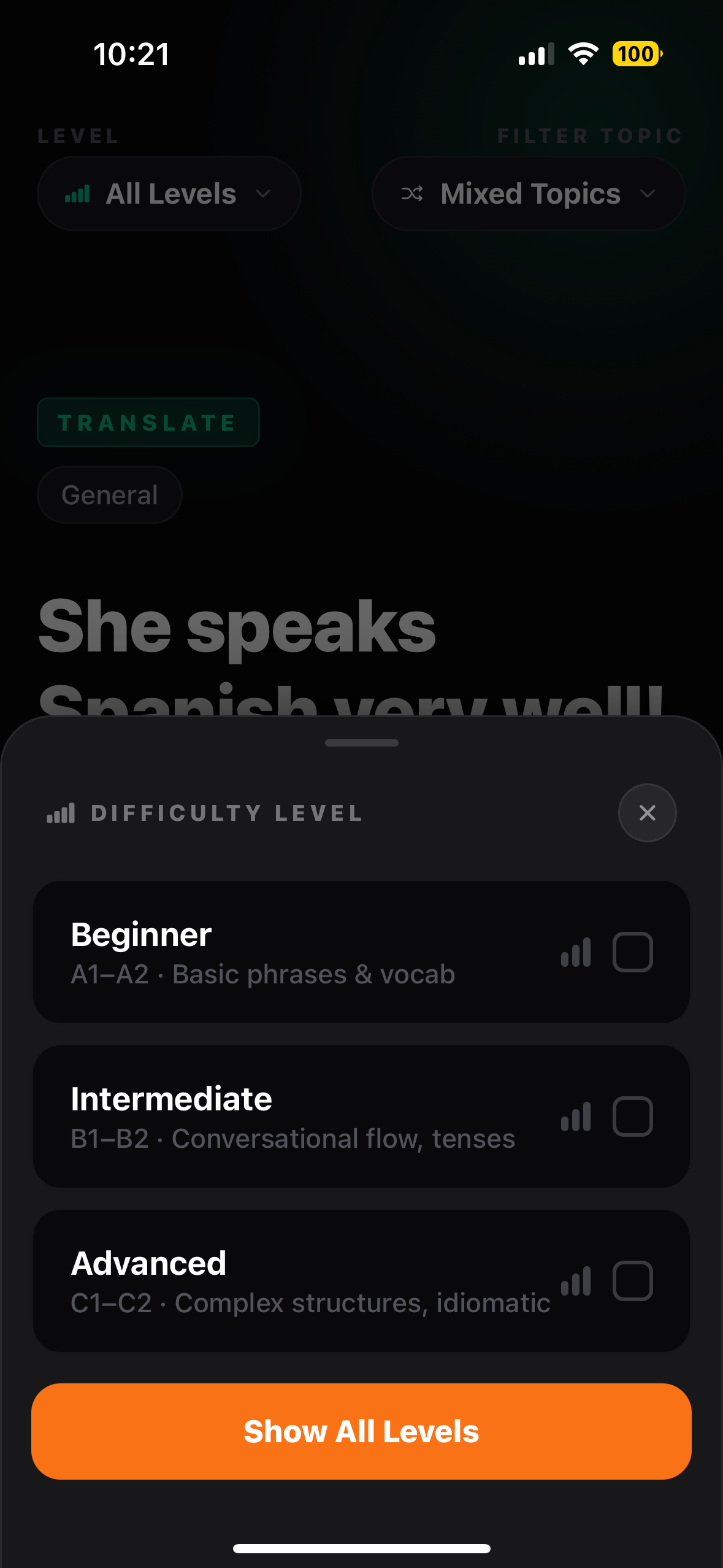 Difficulty level picker