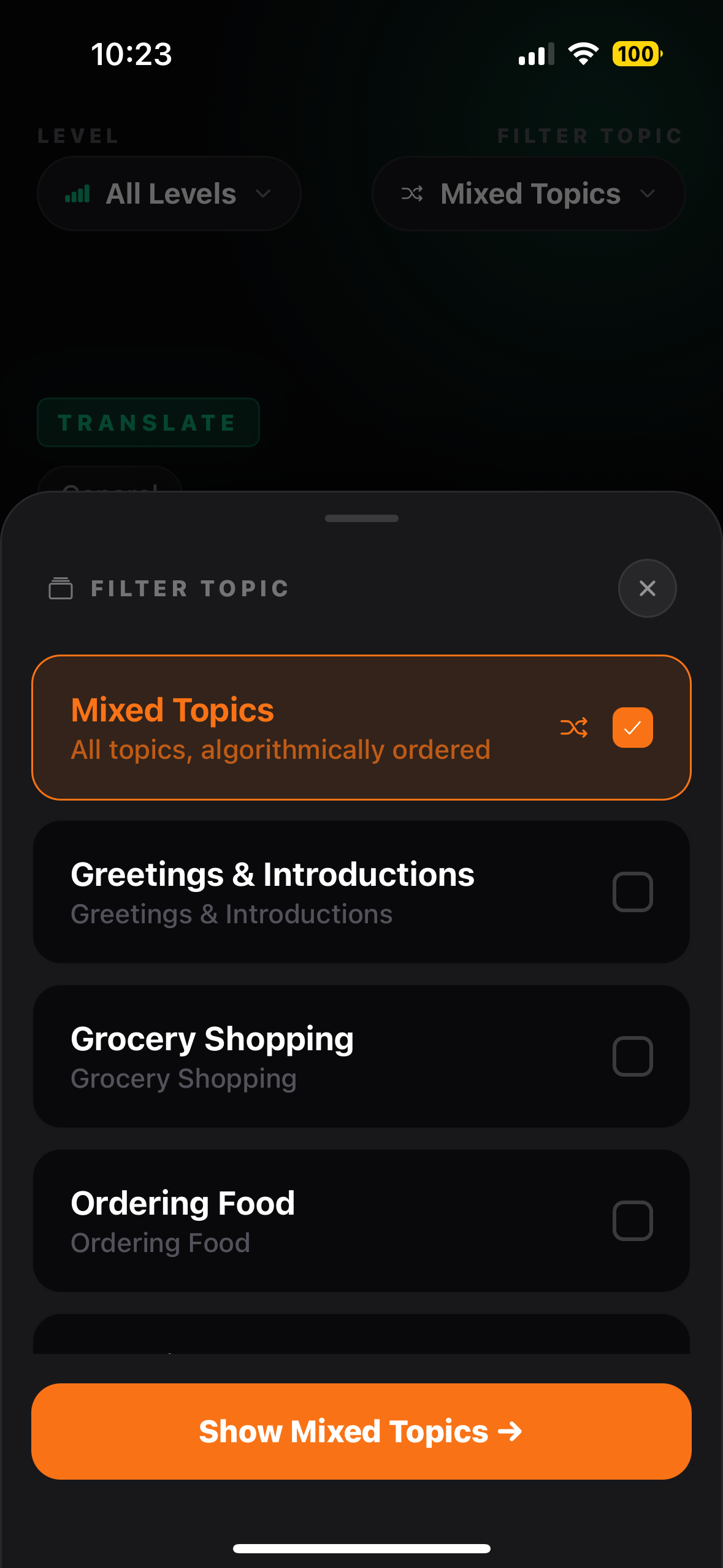 Filter topics